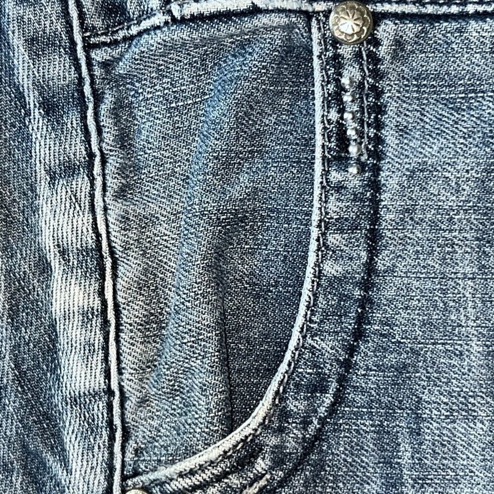 VINTAGE D&G DOLCE & GABBANA EMBROIDERED & STUDDED LOW RISE FLARE JEANS - 30 / 34 - Picture 13 of 16